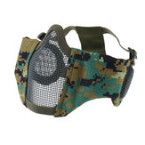 Tactical CS Military Riot Adjustable Half Face Steel Wire Mesh Mask With Ear Protection