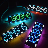 مجموعة صنع ساعة مكتبية Geekcreit® DIY مكونة من 6 أرقام بشاشة LED كبيرة ذات أنبوب رقمي ملون مزدوج مع لمسة تحكم