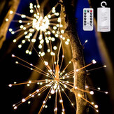 Lumières LED de feu d'artifice Guirlande lumineuse en fil de cuivre 8 modes d'alimentation à piles Décoration de Noël