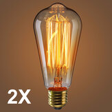 KINGSO 2 Pack E27 ST64 Edison Light Bulb Warm White 220V-240V 60W Dimmable 2700K
