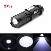 3 peças de cor preta MECO Q5 500LM mini lanterna LED multicolorida zoomable 14500/AA