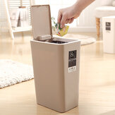 Bakeey 8 Liter Rectangular Plastic Trash Can Wastebasket with Press Type Lid for Bathroom Powder Room Bedroom Kitchen Craft Room Office