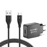BlitzWolf® BW-S5+BW-TC12 QC3.0 18W USB Charger EU Adapter With 3A Type-C Charging Data Cable 1m
