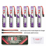 6 baterías Gaoneng 3.8V 380mAh 60C 1S LiHV con conector A30 y cable adaptador para Happymodel Mobula6 y BetaFPV Meteor65