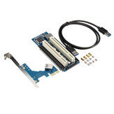 PCI-E X1 to Dual PCI-E Expansion Card Riser Adapter Card With 82cm USB3.0 Cable