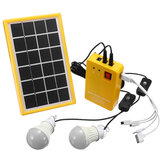 Солнечная электростанция для зарядки 5V USB с домашней системой и 3 светодиодными лампочками