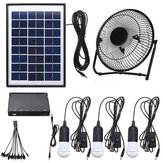3*3W Solarstrompanel mit USB-Ladung, LED-Licht und Ventilator-Set für Zuhause, Camping im Freien