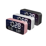 Zegar budzikowy z wyświetlaczem LED USB z efektem lustrzanym, funkcją sterowania jasnością, funkcją drzemki, czasem, termometrem i wyświetlaczem z temperaturą na pulpicie