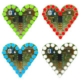 Kit de luces en forma de corazón EQKIT® para bricolaje, luz LED intermitente con partes de color rojo, verde, azul y blanco opcionales