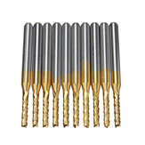 10τμχ άκρες 1.5mm 1/8 ίντσας άξονα καρβιδίου άκρα μύλου χάραξης μπιτ για CNC PCB περιστροφικά στρογγυλά