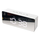 LED Zegar budzikowy z Lusterkiem do Makijażu i Lampką Nocną z Cyfrowym Termometrem