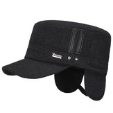 Men Women Winter Plus Woolen Earmuffs Military Army Cap Outdoor Thicken Flat Top Hats