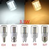 E27/E14/G9/GU10/B22 3.3W 30 SMD 2835 LED Corn Bulb Warm White/White 110V