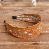 Ethnic Embroidery Lace Girl Headband Rural Girl Wind Suede Floral Fabric Headband Hair Accessories