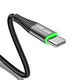 USLION 3A LED Light USB إلى النوع C Cable Fast Charging Data Transmission Cord Line 0.5M / 1M / 2M Long لـ Samsung Galaxy S22 Ultra Galaxy Z Flip 4 لـ Xiaomi Mi 12T Redmi Note 12 Huawei P50