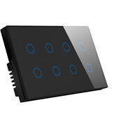 Control de APP Tuya Smart Life Switch WIFI UK 110-240V Interruptor de luz de cristal de 8 canales compatible con Alexa Google Home WiFi 600W