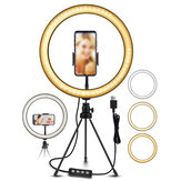 EGL-02 Luz de Vídeo USB de 10 polegadas com 3 Modos de Cor e 10 Níveis de Brilho Conjunto de Tripé de Maquiagem Selfie para Vídeo Live-Stream Vlog