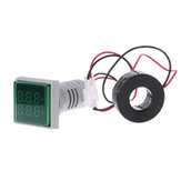 3pcs Green Light AC 60-500V 0-100A D18 Square LED Digital Dual Display Voltmeter Ammeter Voltage Gauge Current Meter 