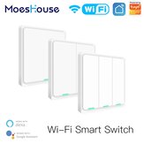 Moeshouse Tuya WiFi Smart Wall Light Switch Neutral Wire Required Multi-control Association in Smart Life App Works with Alexa