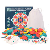 180 stuks kleurrijke creatieve puzzel in verschillende vormen om het denkvermogen te ontwikkelen. Educatief speelgoed met tas als cadeau voor kinderen.