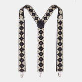 Männer Geometrie Muster 3 Clip 100cm verstellbar hohe Elastizität Schulter Sling Hose Strap Suspenders Gürtel