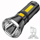 Lanterna LED+COB XANES 8210 de invólucro ABS pequena e portátil com Luz Lateral, Bateria Recarregável USB, Luz de Busca à Prova d'água para Emergências em Acampamentos e Tendas de Camping.