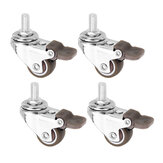 Machifit 4pcs 1 Inch M8x15mm TPE Silent Wheels with Brake Universal Casters Wheel for Furniture 