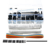635-teiliges Dupont-Steckergehäuse-Set mit männlichen/weiblichen Stiften, 40 Stifte mit 2,54 mm Rastermaß, Stiftleisten und Flachbandkabel in Regenbogenfarben, 10-adriges IDC-Kabelsortiment