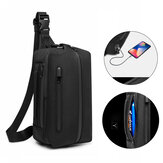 OZUKO Herren Oxford Student Outdoor Sports Casual Crossbody Bag Travel USB Wasserdichte Tasche Schulter Sling Bag Chest Bag