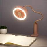 USB LED Clip Lámpara de Luz de Mesa de Escritorio con Ventilador Luz de Lectura Nocturna Recargable Flexible Ajustable