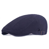Mens Solid Cotton Adjustable Sunshade Beret Hat Casual Golf Driving Cabbie Cap 