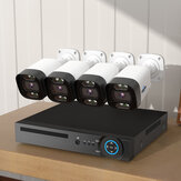 Hiseeu 4 POE-H.265+ Sicherheits-IP-Kameras 8CH 5MP NVR-Kamerasystem unterstützt Audio Nachtsicht 10m IP66 wasserdicht Onvif
