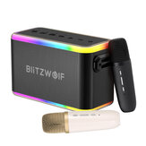 Głośnik karaoke BlitzWolf® BW-WA6 80 W bezprzewodowy z Bluetooth, podwójne głośniki niskotonowe, efekt świetlny RGB, korektor EQ, bateria 6000mAh, karta TF, port USB AUX, przenośny.
