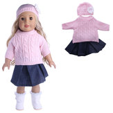 Pullover Cap Jeans Kleid Mantel Puppe Set für 18 
