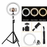 Przenośna statywowa lampka pierścieniowa LED z uchwytem na selfie, zasilana zewnętrznie przez USB, o średnicy 10 cali, idealna do YouTube, Tiktok, VK, Vlogowania i Makijażu