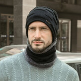 Άνδρες 2 τεμάχια Plus βελούδο Παχιά χειμώνα Εξωτερικό Κρατήστε ζεστό Προστασία λαιμού κεφαλή σκούφος κασκόλ με μάλλινο καπέλο