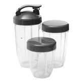 3Pcs Replacement Cups 32Oz Colossal +24Oz Tall +Small Cup+3 Lids For Nutribullet