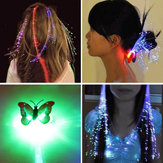 12pcs Novelty LED Shining Hair Braids Barrette Flash LED Fiber Hairpin Clip Light Up Headband Decorations