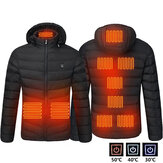 Giacca riscaldata TENGOO HJ-09A da uomo con 9 aree riscaldanti, giacca termica sportiva invernale a riscaldamento elettrico USB, cappotto termico caldo in cotone riscaldabile per attività all'aperto