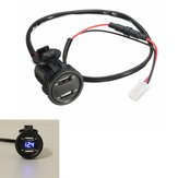 12V 2.1A 1A Dupla USB töltő aljzat Feszültség Mérő LED világítással Autókhoz Motorkerékpárokhoz