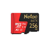 כרטיס זיכרון מהיר במהירות 100 מגהבייט לשנייה Netac P500 TF בנפח 256GB 128GB 64GB כרטיס ‏MicroSD ‏מצלמה, הקלטת נהיגה, ‏Drone