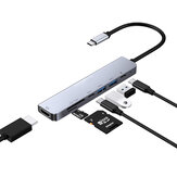 Bakeey 7 en 1 Adaptateur de station d'accueil pour hub multifonction Type-C avec écran HD HDMI 4K / 2 * USB 3.0 / PD Charge rapide / Transmission de données USB-C / Lecteurs de cartes SD / TF
