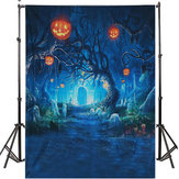 5x7FT Halloween Decor Pumpkin Light Wall Photography Studio Backdrop Background 