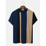 Herren-Strick-T-Shirt mit kurzen Ärmeln und kontrastierenden Farbstichen