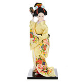 Estatueta de figura de ação de Geisha Kimono Kabuki Oriental Japonesa em brocado de 30 cm