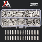 Excellway® TC20 200Pcs Copper Butt Splice Connector 22-10AWG Tinned Crimp Terminal Kit