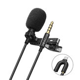 BlitzWolf CM1 Mini 3.5MM Omnidirectional Lavalier Cardioid Microphone HiFi Sound Noic Reduction Mic for YouTuBe Live Broadcasting SLR Camera Recording DJI OSMO Action Sports