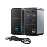 BlitzWolf® BW-TH14 15-in-1-USB-C-Dockingstation mit HD 4K-Dreifach-Display 5 Gbit/s Datenübertragung 1000 Mbit/s Ethernet-Port 100 W Stromversorgung Stereo-Audioausgang und Wide