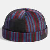 Mütze ohne Schirm für Herren mit Cord-Patchwork in verschiedenen Farben und Streifenmuster im Freizeitstil