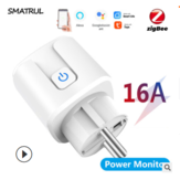 Smatrul Smart ZΙgBee 3.0 Socket Switch 16A 220V Real Time Power Monitor Remote Control Timer Switch Works With Alexa Google Home EU Plug